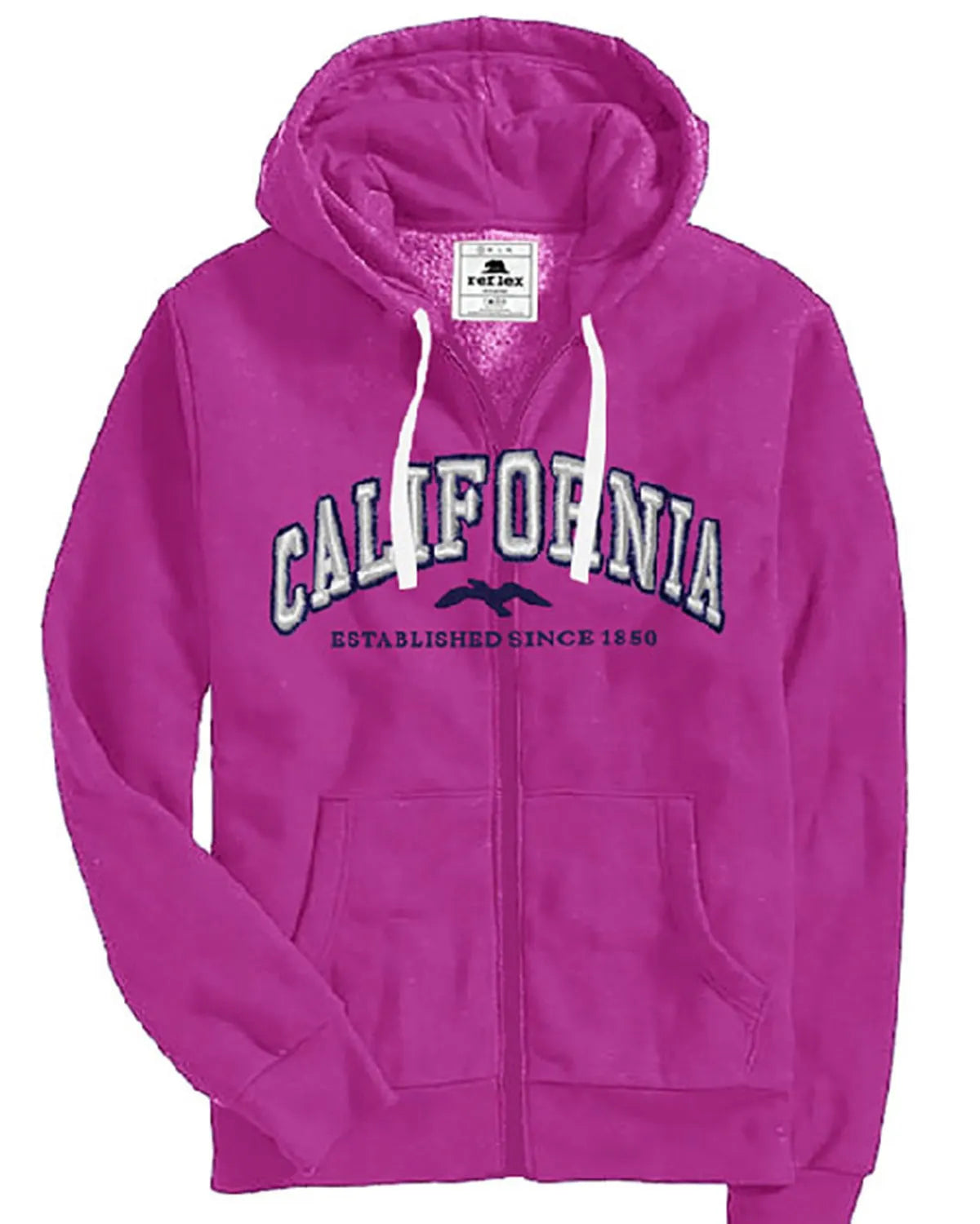 Plum Fleece Zip Up Jacket With California Embroidery