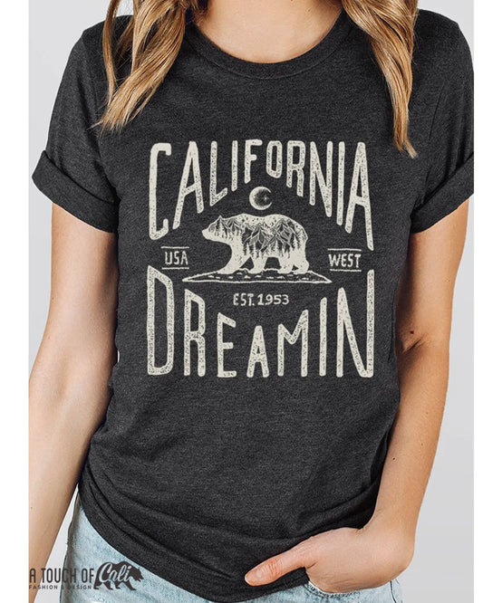 California Dream Graphic Tee In Dark Grey