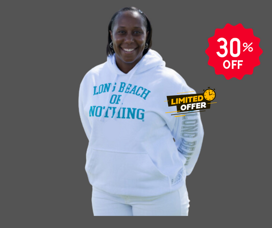 White/Turquoise Hooded Sweatshirt | Long Beach Or Nothing