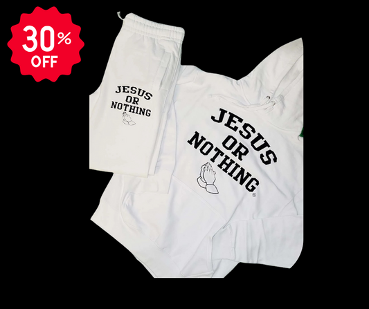 Jesus Or Nothing Men’s Fleece Hoodie & Jogger 2-Piece Set