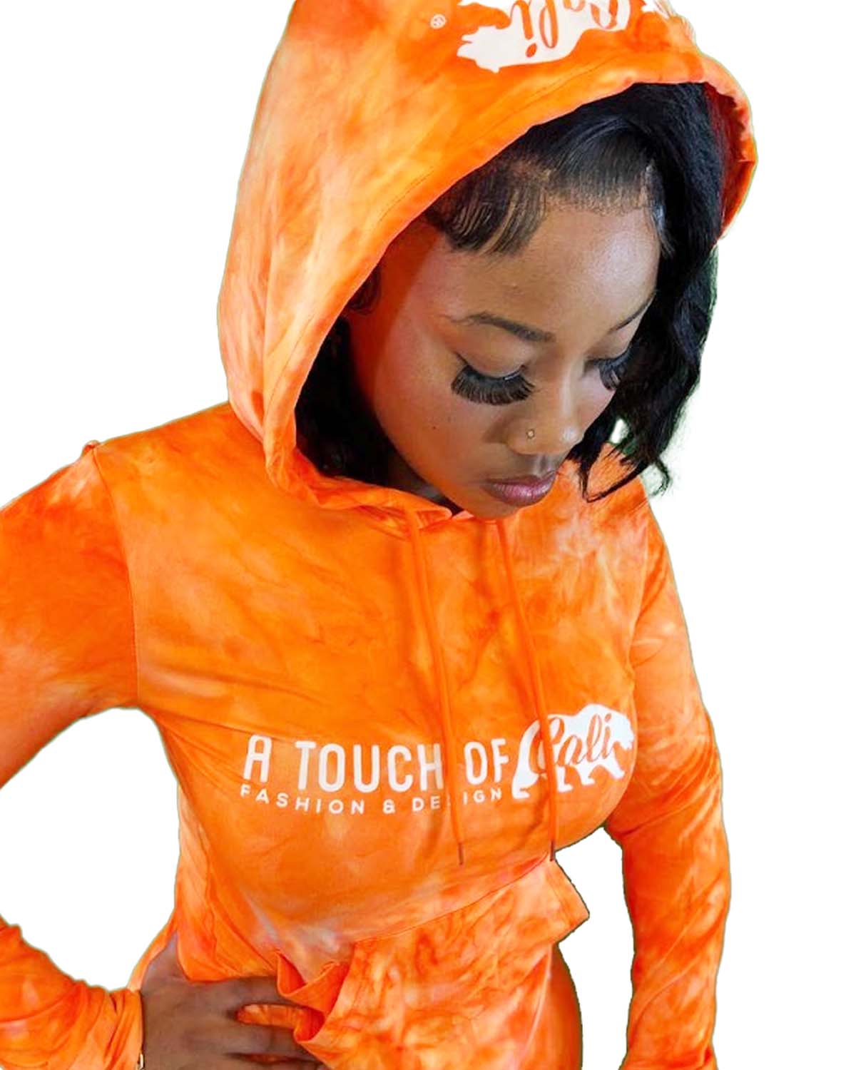 Two Piece Hoodie and Leggings Set (Orange Crush)